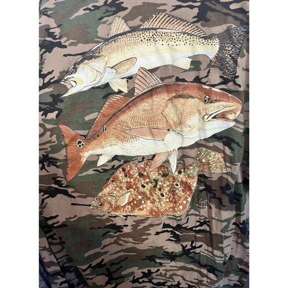 GUY HARVEY Bluewater 2005 Camo Fish Graphic T-Shirt Size XL - Picture 6 of 7